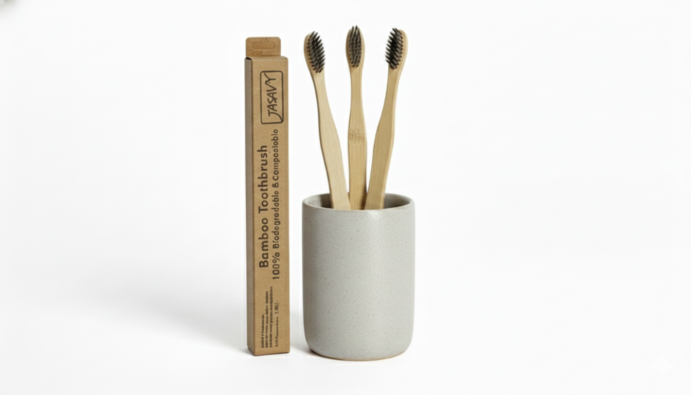 bamboo wooden toothbrush with charcoal bristle (pack of 3) bamboo wooden toothbrush with charcoal bristle (pack of 3)