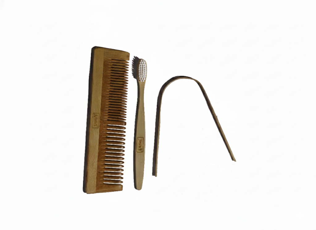 neem-wood-lily-comb-bamboo-wooden-toothbrush-with-white-bristles-and-tongue-cleaner-combo-pack
